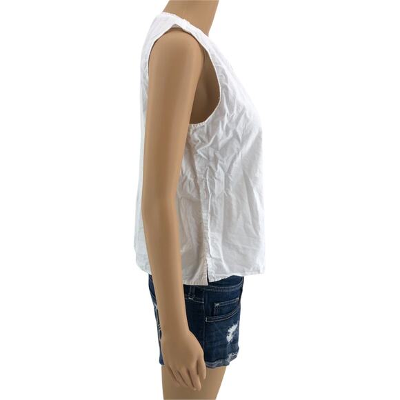 Solutions MEDIUM VINTAGE Women's White Floral Embroidered Boho Hippie Split Neck - Picture 3 of 8